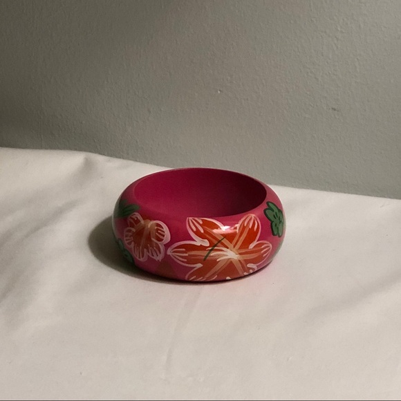 Vintage Wooden Bracelet with Hand Painted Flowers - Picture 13 of 13